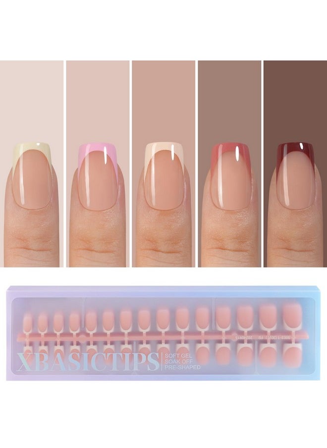 Misssix XBASICTIPS French Tip Press On Nails, 150Pcs French Gel Nail Tips Short Square, Soft Gel Pre-shaped No Need to File 3 in 1 Tips, Fake Nails for Nail Art DIY Extension Designs 15 Sizes
