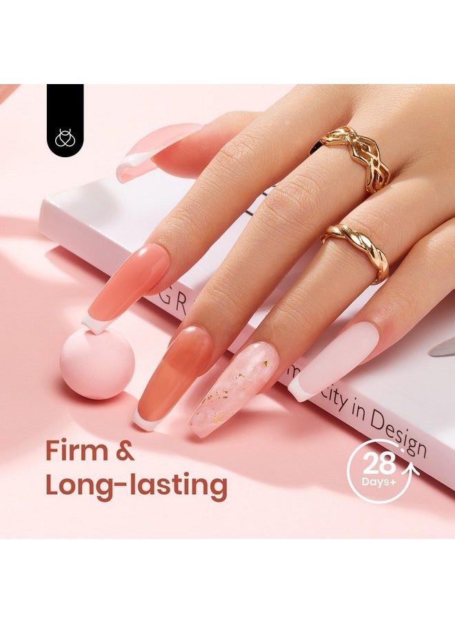 Beetles Poly Nail Gel Kit with Uv Light,6 Colors Clear Nude Brown Neutral Color Beetles Poly Gel Nail Extension Gel Set Builder Hybrid Jelly Gel with Base Top Coat Valentine's Day Gift for Women