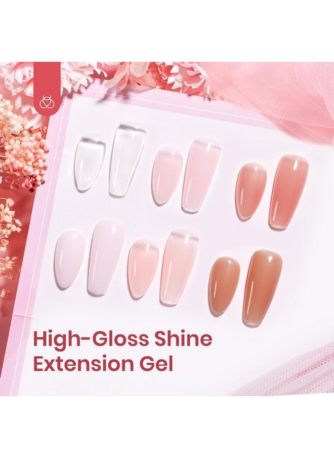 Beetles Poly Nail Gel Kit with Uv Light,6 Colors Clear Nude Brown Neutral Color Beetles Poly Gel Nail Extension Gel Set Builder Hybrid Jelly Gel with Base Top Coat Valentine's Day Gift for Women