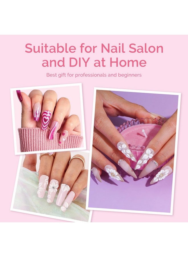 MelodySusie 3Pcs Acrylic Nail Brush Set, Size 8/10/14 Professional Nail Brushes for Acrylic Application Acrylic Powder Nail Art Extension and 3D Nail Carving for DIY Home Salon Nail Art Tool Pink