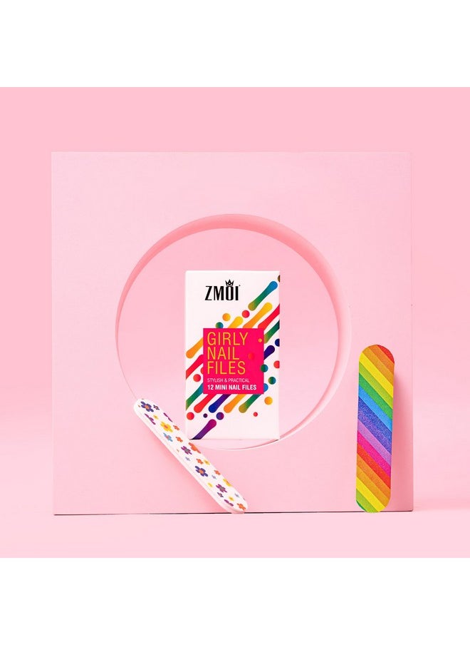 ZMOI (1 Dozen) Colorful Girly Mini Emery Board Nail Files