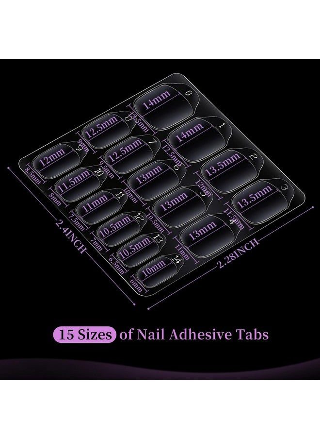 Teenitor 600pcs Press on Nail Adhesive Tabs, 15 Sizes of Nail Stickers for Press on, Press on Nails Stickers Press on Nail Sticky Tabs for Nails, Nail Glue Stickers Nail Glue Tabs, 40 Sheets