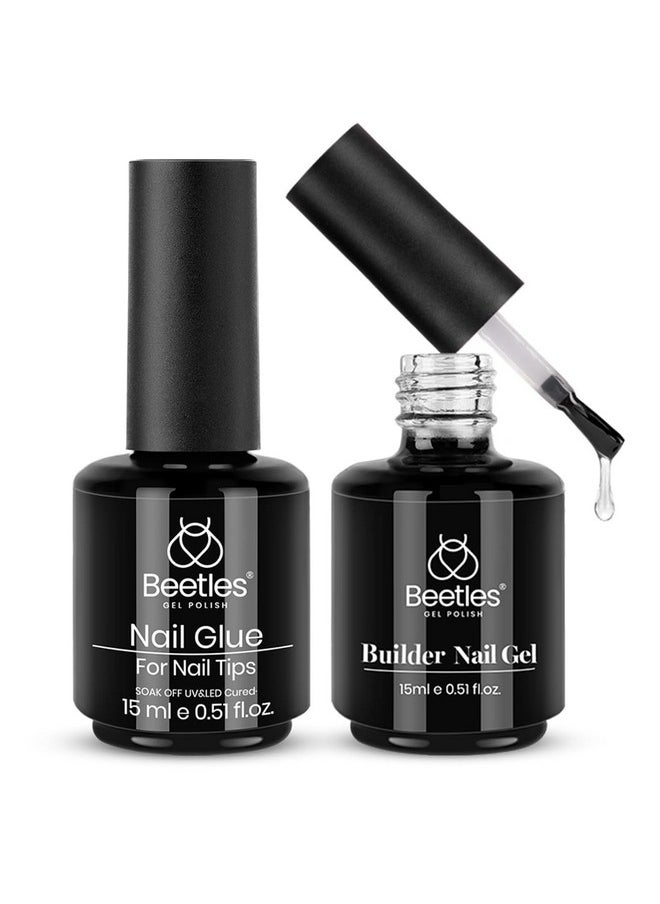 Beetles Gel Polish 5 In 1 Nail Glue and Builder Nail Gel 7 in 1 Builder Strengthener Gel Clear Building Gel Hard Gel for Nails Builder Extension, Uv LED Lamp Nail Gel Valentine's Day Gift for Women