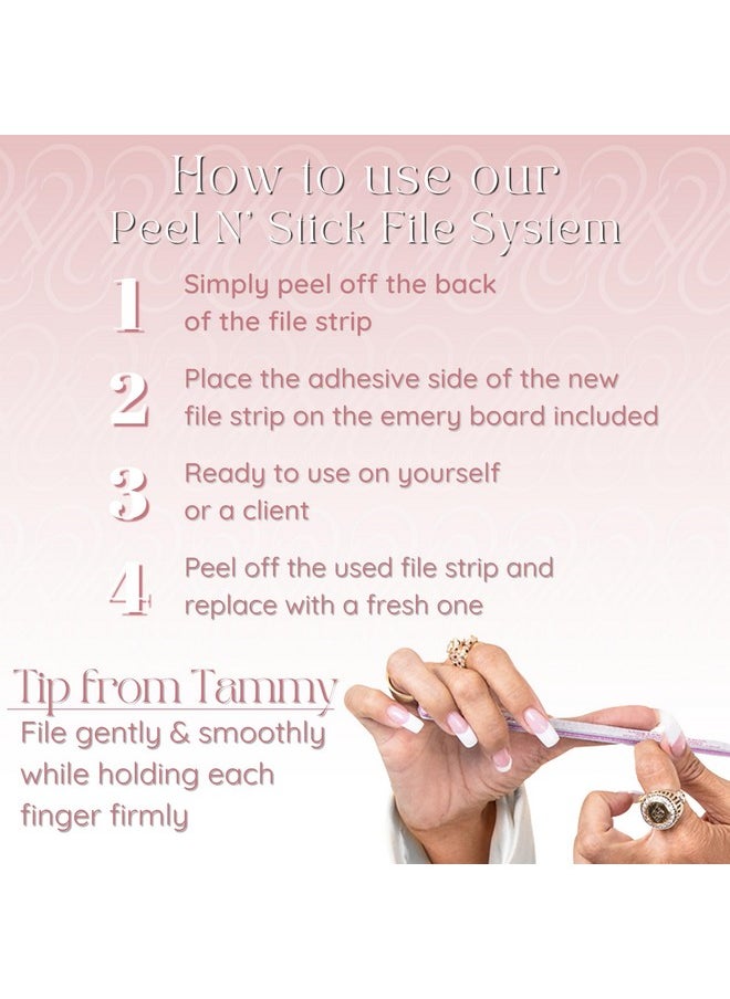 Tammy Taylor 100/180 Grit Nail Files for Acrylic Nails | Peel and Stick Disposable Zebra Coarse Nail File for Shaping Nail Art and Acrylic Nail Powder w/Professional Emery Boards for Nails | 10 Pack