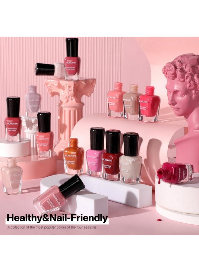 Morovan Fingernail Nail Polish Set: 15 Color Burgundy Red Fall Fingernail Polish Pink Air dry Regular Quick dry Nail Polish Pack 0.25oz Nail Polish Kit Lovers Valentine's Day Gift for Women Girl