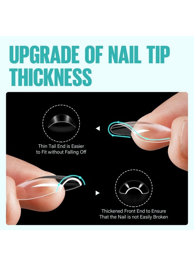 TOMICCA Coffin Acrylic Nails - Clear Short Coffin Nails, 216Pcs Fake False Nails for Nail Extension, Soft Gel Press on Nails for Beginners and Professional