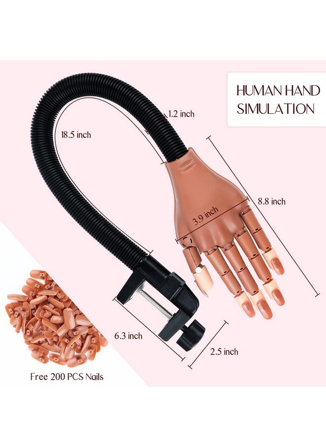 Saviland Practice Hand for Acrylic Nails, Flexible Moveable Fake Hands, Manicure Trainng Hand Nail Kit for Beginners, Movable Nail Maniquin Hand with 200PCS Nail Tips, Nail Glues, Brush and Clipper