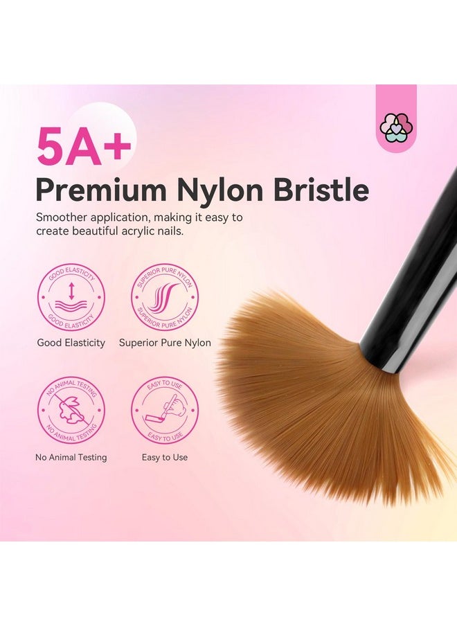 SAVILAND Acrylic Nail Brushes Set: Sizes 8, 10, 14 Nail Brushes for Professional Acrylic Powder Applications, Nails Extension, 3D Carving for Home Salon DIY Nail Art Brush Manicure Acrylic Tools Pink