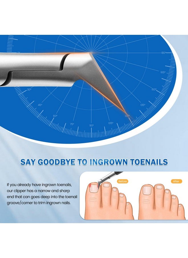 BEZOX Toenail Clippers for Ingrown Toenail Prevention, Straight Blade Podiatrist Nail Clippers for Thick Nails, Ergonomic Finger Nail Clippers for Adults, Seniors, Men and Women - Black