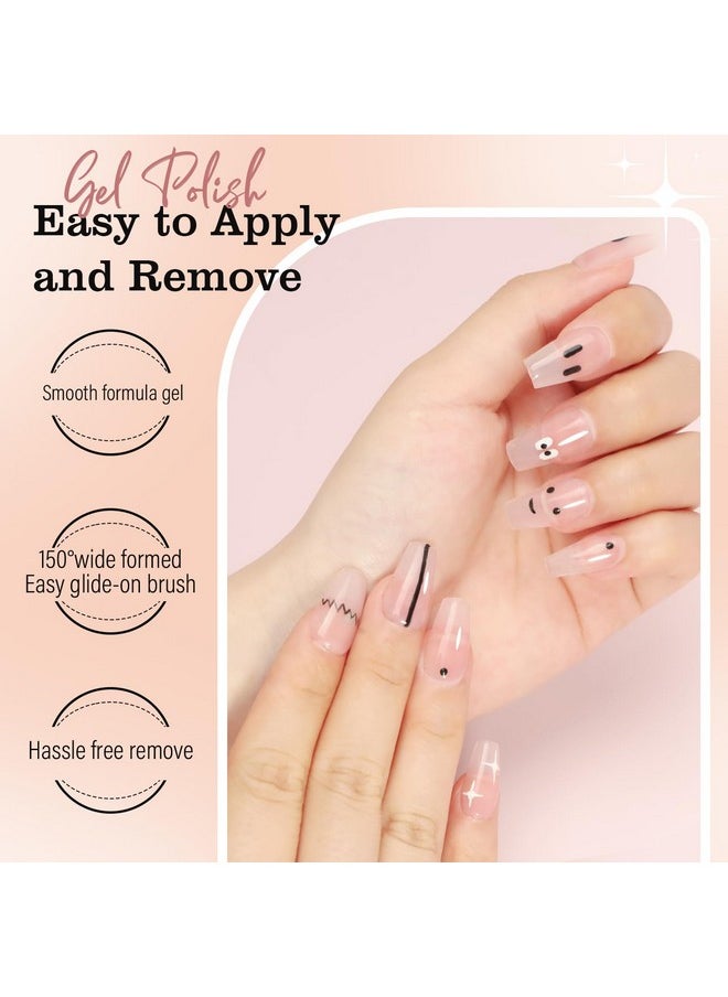 FZANEST Gel Nail Polish Jelly Nude Set,Sheer Natural Milky Pink 6 Colors Gel Polish Nail Kit Soak Off LED UV Varnish Nail Art Manicure Kit