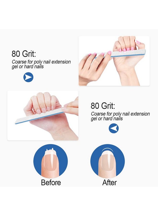Nail File for Acrylic Nails 12pcs, 80/80 Grit Files Emery Boards, Jumbo Washable Thick Professional Square Nail File Manicure Tools for Nail Tech