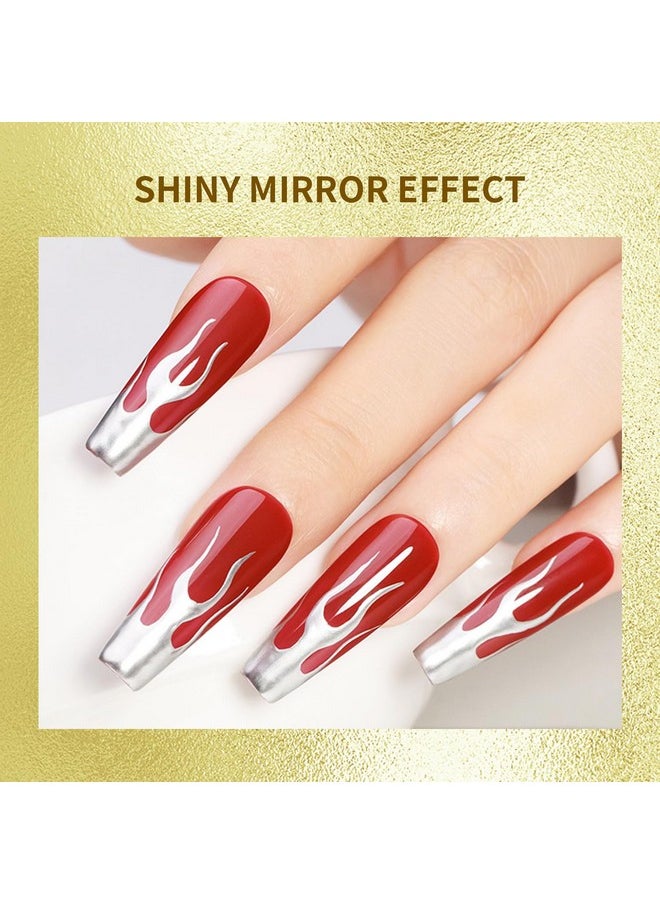 JODSONE 2pcs Metallic Nail Art Gel Liner Gold Mirror Chrome and Silvery 3D Effect Gel Nail Polish Thin Brush Metal Painted DIY at Home Salon Quality Gift for Women