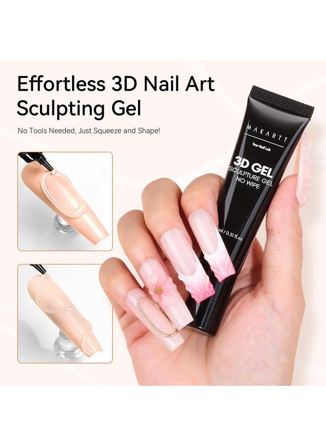 Makartt 3D Nail Gel - Nail Art Sculpting Gel Nail Glue 15g No Wipe Clear Gel Polish for Nail Designs Winter DIY Nail Art for Drawing, Molding, Sculpture and Valentines Day Decoration