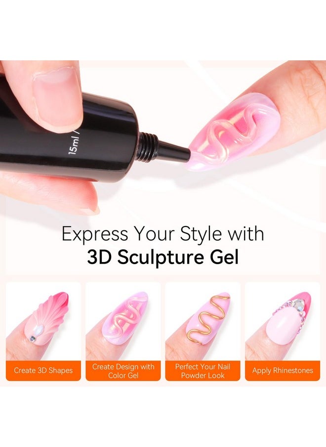 Makartt 3D Nail Gel - Nail Art Sculpting Gel Nail Glue 15g No Wipe Clear Gel Polish for Nail Designs Winter DIY Nail Art for Drawing, Molding, Sculpture and Valentines Day Decoration