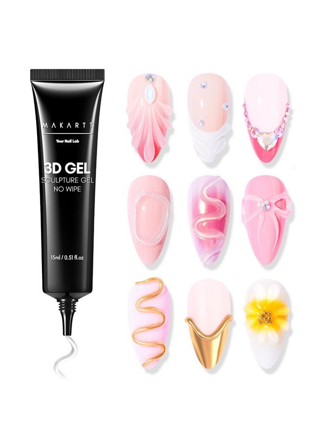Makartt 3D Nail Gel - Nail Art Sculpting Gel Nail Glue 15g No Wipe Clear Gel Polish for Nail Designs Winter DIY Nail Art for Drawing, Molding, Sculpture and Valentines Day Decoration