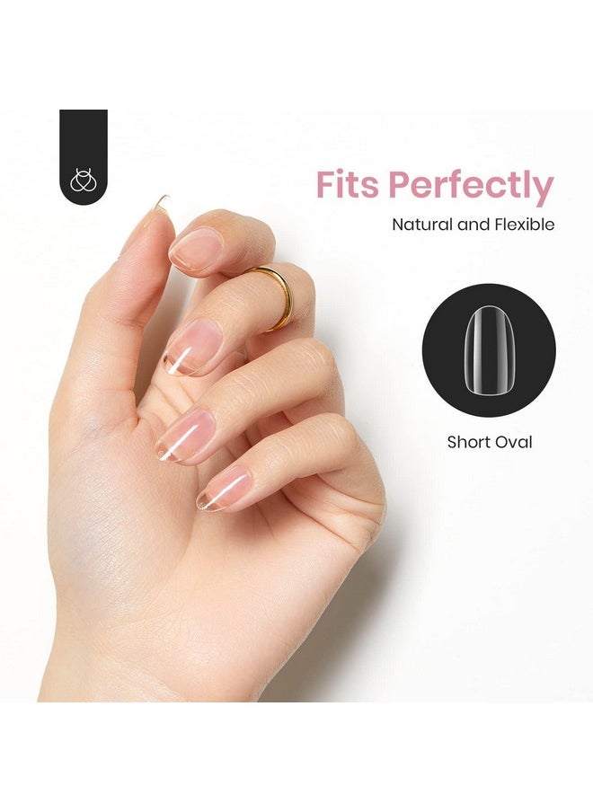 Beetles Gel Nail Tips Short Oval Shape, 500Pcs Clear Soft Gel Nail Tips Pre-shaped Full Cover False Nails Gelly Tips for Gel Nail Polish Easy Nail Extensions Acrylic Press on Nails Valentines Day Gift