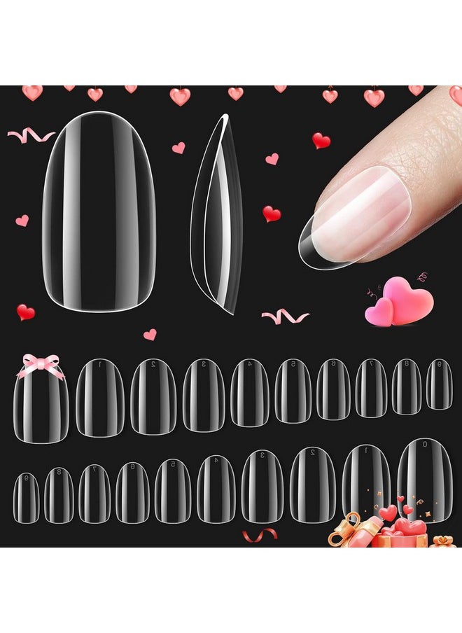 Beetles Gel Nail Tips Short Oval Shape, 500Pcs Clear Soft Gel Nail Tips Pre-shaped Full Cover False Nails Gelly Tips for Gel Nail Polish Easy Nail Extensions Acrylic Press on Nails Valentines Day Gift