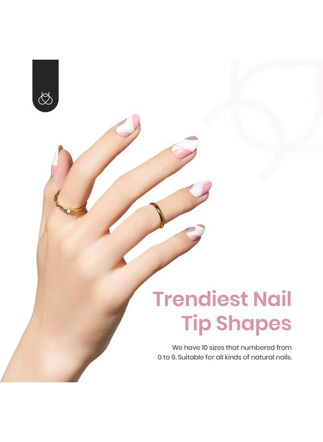 Beetles Gel Nail Tips Short Oval Shape, 500Pcs Clear Soft Gel Nail Tips Pre-shaped Full Cover False Nails Gelly Tips for Gel Nail Polish Easy Nail Extensions Acrylic Press on Nails Valentines Day Gift