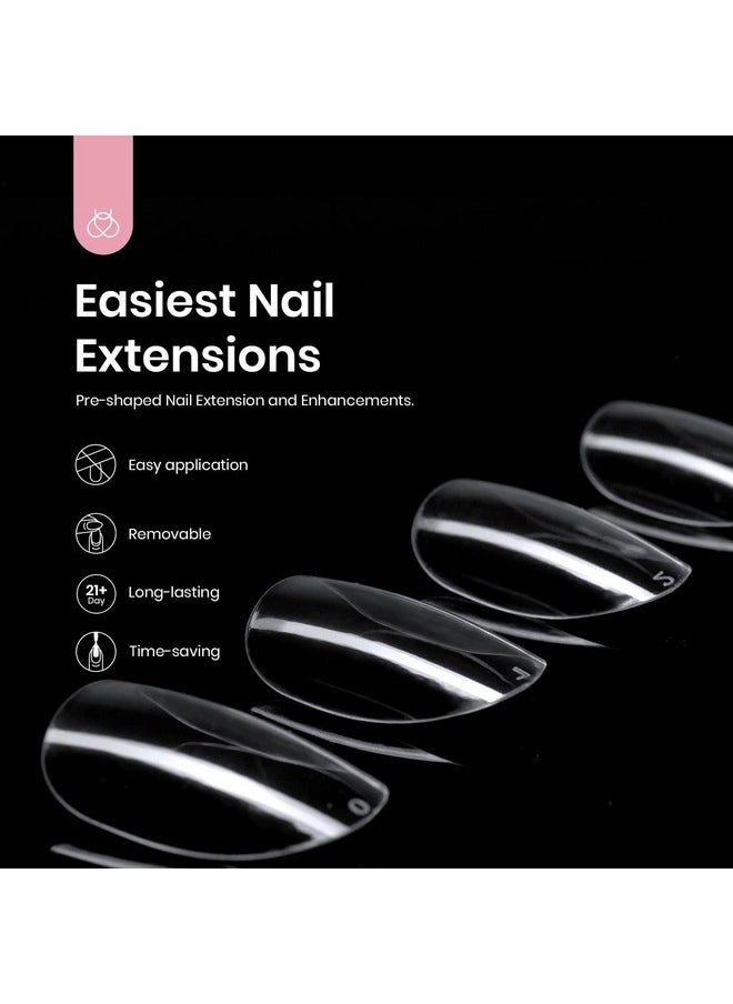 Beetles Gel Nail Tips Short Oval Shape, 500Pcs Clear Soft Gel Nail Tips Pre-shaped Full Cover False Nails Gelly Tips for Gel Nail Polish Easy Nail Extensions Acrylic Press on Nails Valentines Day Gift