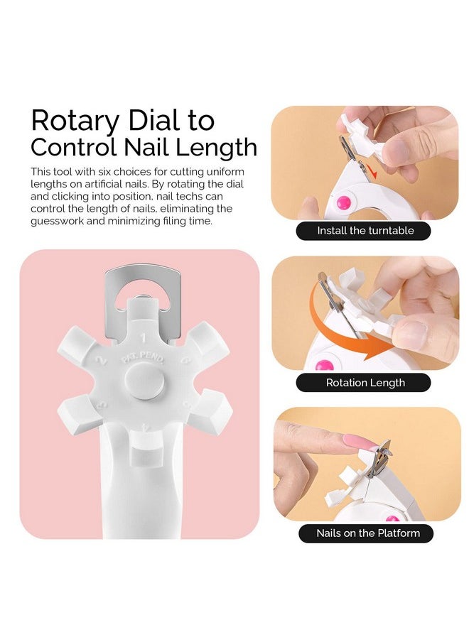 MelodySusie Nail Clippers for Acrylic Nails, White Adjustable Stainless Steel Acrylic Nail Clippers, Professional Rotary Nail Cutter for False Nail Tips, Manicure Nail Salon Tool