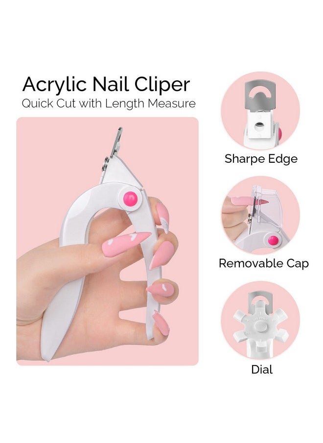 MelodySusie Nail Clippers for Acrylic Nails, White Adjustable Stainless Steel Acrylic Nail Clippers, Professional Rotary Nail Cutter for False Nail Tips, Manicure Nail Salon Tool