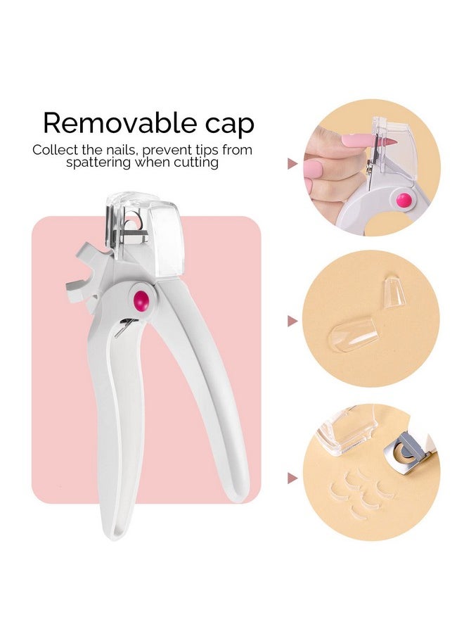 MelodySusie Nail Clippers for Acrylic Nails, White Adjustable Stainless Steel Acrylic Nail Clippers, Professional Rotary Nail Cutter for False Nail Tips, Manicure Nail Salon Tool