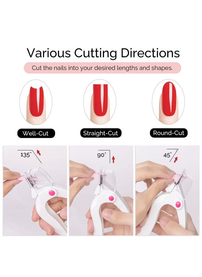 MelodySusie Nail Clippers for Acrylic Nails, White Adjustable Stainless Steel Acrylic Nail Clippers, Professional Rotary Nail Cutter for False Nail Tips, Manicure Nail Salon Tool