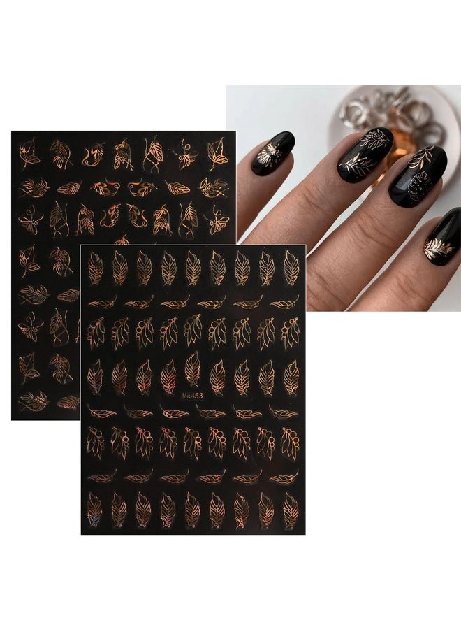 JMEOWIO 12 Sheets Flower Nail Art Stickers Decals Self-Adhesive Pegatinas Uñas Spring Summer Floral Gold Nail Supplies Nail Art Design Decoration Accessories