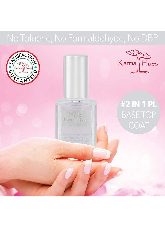 karma organic Base Coat and Top Coat 2 in 1 Nail Polish, Dip Powder & Polygel Base activator, Long Lasting Clear Nail Enamel, Nail Polish Strengthener - (0.43 FL oz)