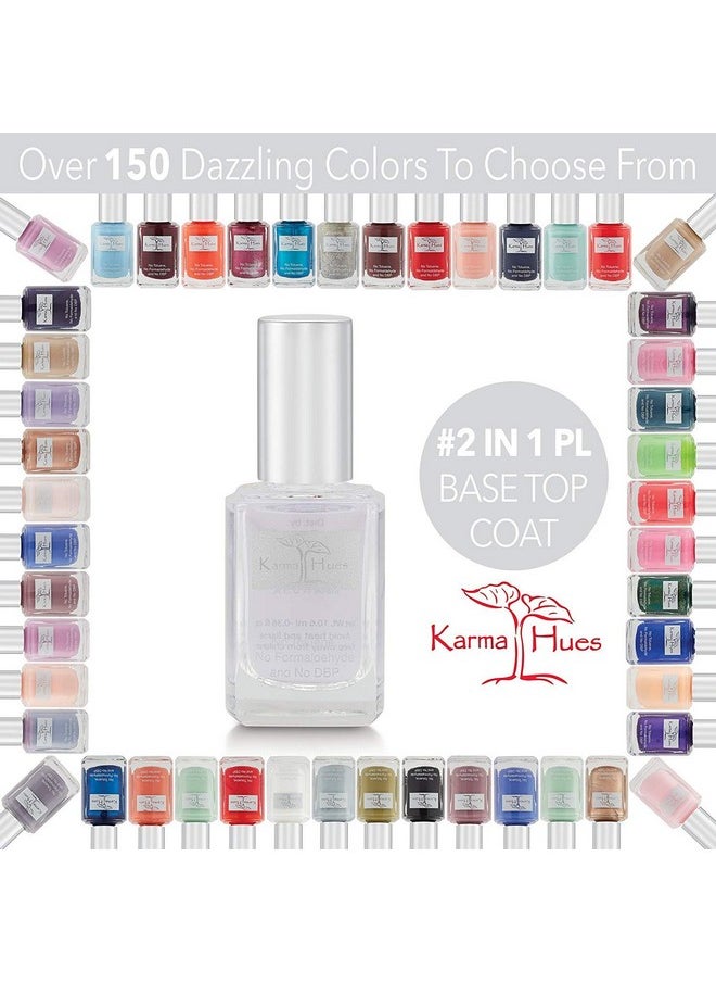 karma organic Base Coat and Top Coat 2 in 1 Nail Polish, Dip Powder & Polygel Base activator, Long Lasting Clear Nail Enamel, Nail Polish Strengthener - (0.43 FL oz)