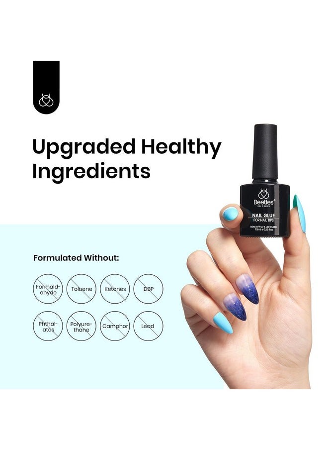 Beetles 9 in 1 Nail Glue Gel for Nail Tips and Clear Acrylic Nails Long Lasting, Curing Needed UV Extension Glue for Clear False Nail Tips and Clear Press on Nails, Nail Repair Treatment