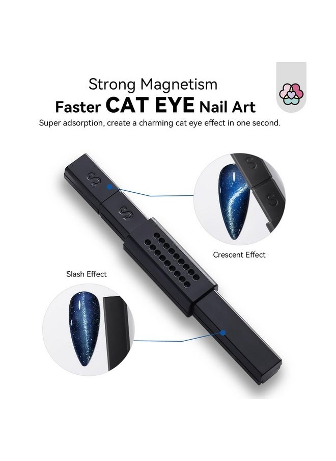 SAVILAND Cat Eye Magnetic for Nail: 9PCS Cat Eye Gel Nail Polish Magnet Tools Set Strong Suction Nail Magnet Nails Square Round Magnet Stick Diverse Cat Eye Effect Double Ended Nail Salon Art Tools