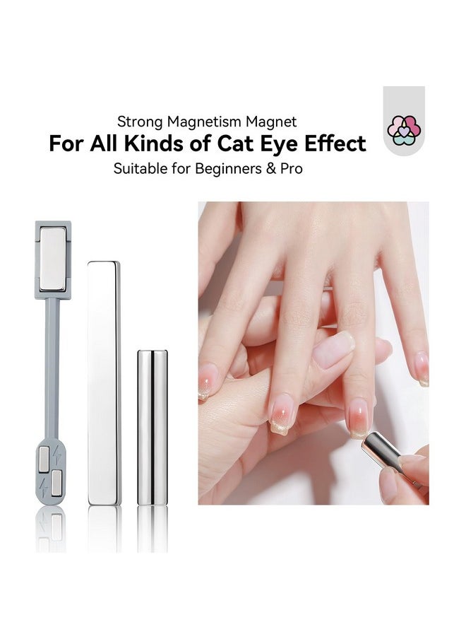 SAVILAND Cat Eye Magnetic for Nail: 9PCS Cat Eye Gel Nail Polish Magnet Tools Set Strong Suction Nail Magnet Nails Square Round Magnet Stick Diverse Cat Eye Effect Double Ended Nail Salon Art Tools