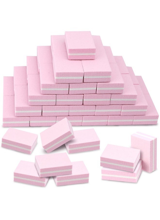 Mini Nail Buffer Blocks, 100/180 Grit Sponge Buffing Sanding Block File Manicure Tools Bulk 50Pcs (Pink)