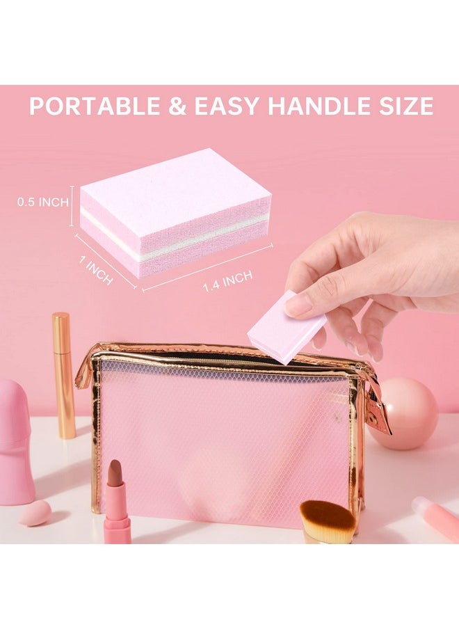 Mini Nail Buffer Blocks, 100/180 Grit Sponge Buffing Sanding Block File Manicure Tools Bulk 50Pcs (Pink)