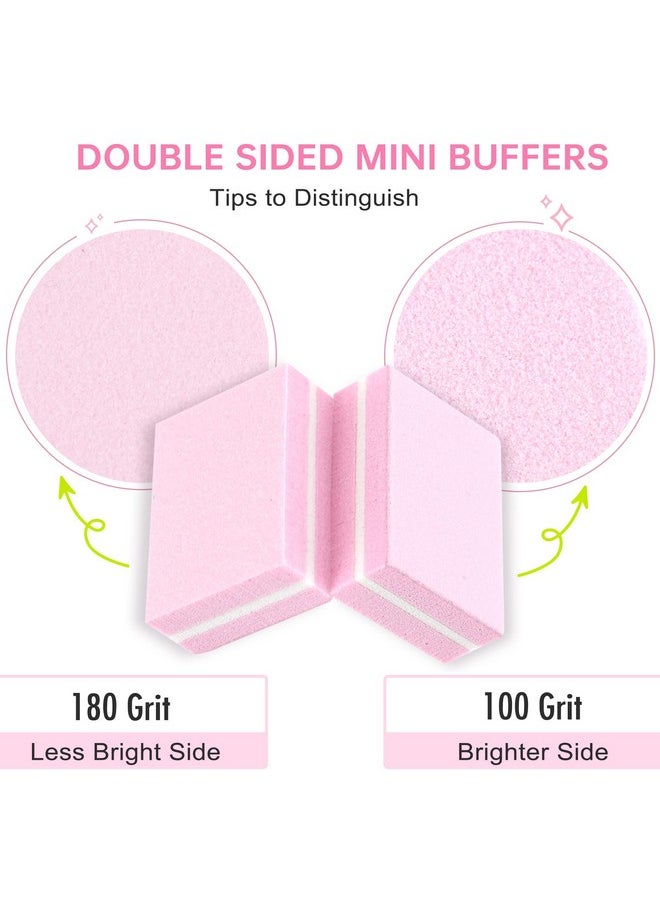 Mini Nail Buffer Blocks, 100/180 Grit Sponge Buffing Sanding Block File Manicure Tools Bulk 50Pcs (Pink)