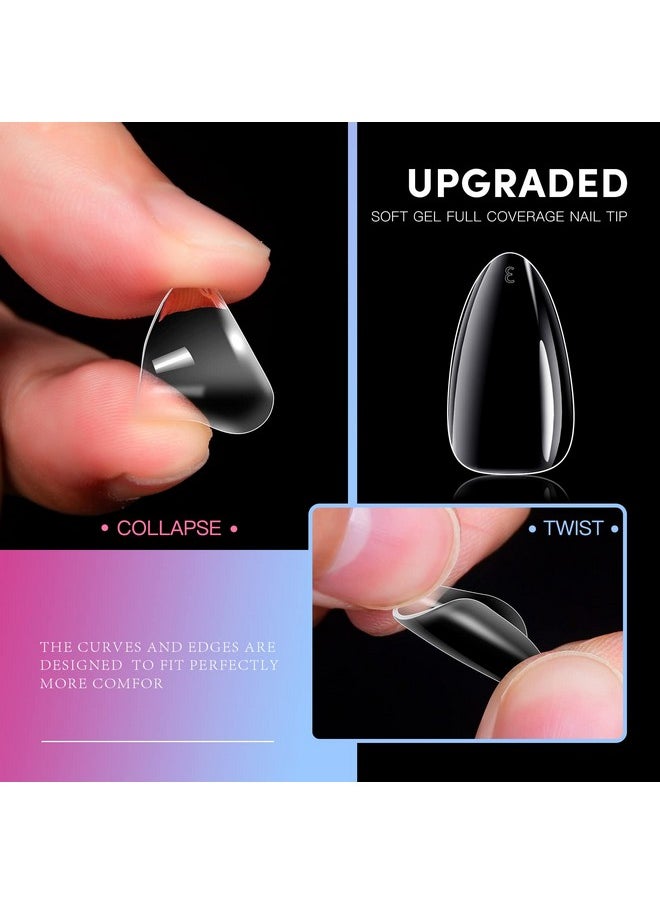 krofaue Short Almond Nails - 240Pcs Almond Clear Nail Tips 12 Sizes Almond Nail Tips, Artificial Acrylic False Nails, Full Cover Press on Nails Almond for Home DIY & Nail Tips Art