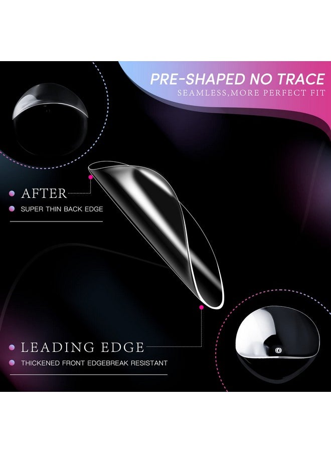 krofaue Short Almond Nails - 240Pcs Almond Clear Nail Tips 12 Sizes Almond Nail Tips, Artificial Acrylic False Nails, Full Cover Press on Nails Almond for Home DIY & Nail Tips Art