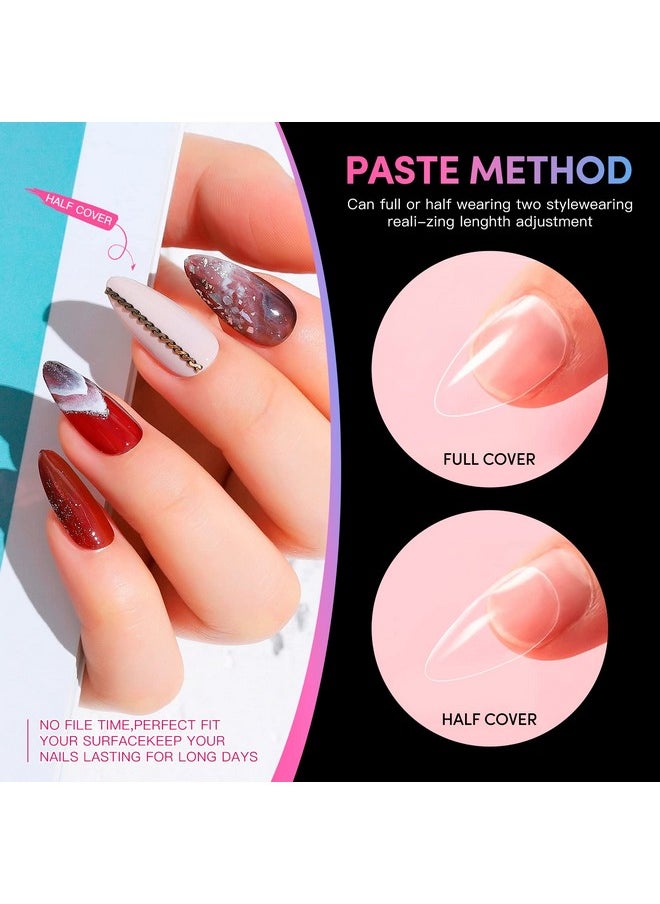 krofaue Short Almond Nails - 240Pcs Almond Clear Nail Tips 12 Sizes Almond Nail Tips, Artificial Acrylic False Nails, Full Cover Press on Nails Almond for Home DIY & Nail Tips Art