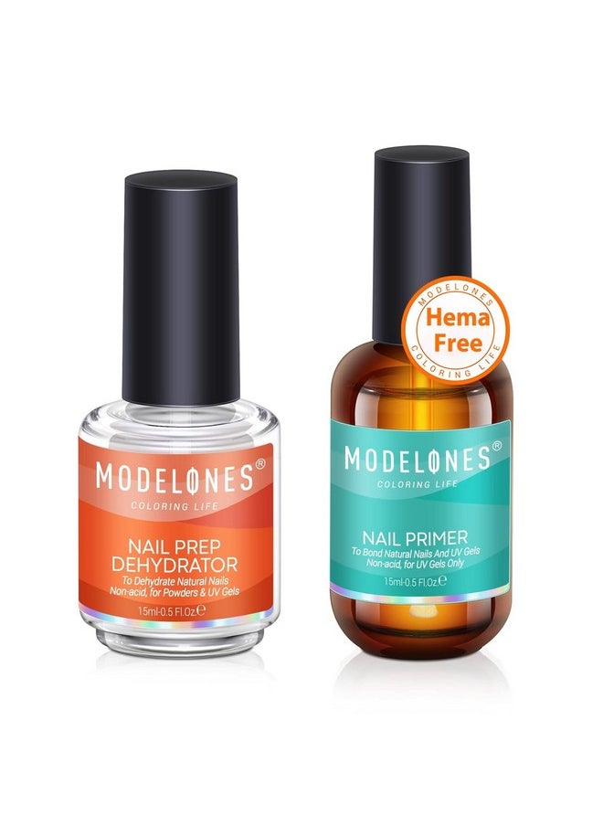 modelones 15 ml Nail Prep Dehydrator and Primer, Nail Prep Dehydrator & Nail Primer Kit, Acrylic Nail Supplies Primer