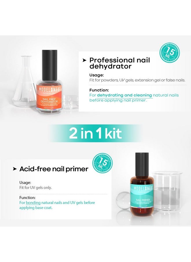 modelones 15 ml Nail Prep Dehydrator and Primer, Nail Prep Dehydrator & Nail Primer Kit, Acrylic Nail Supplies Primer