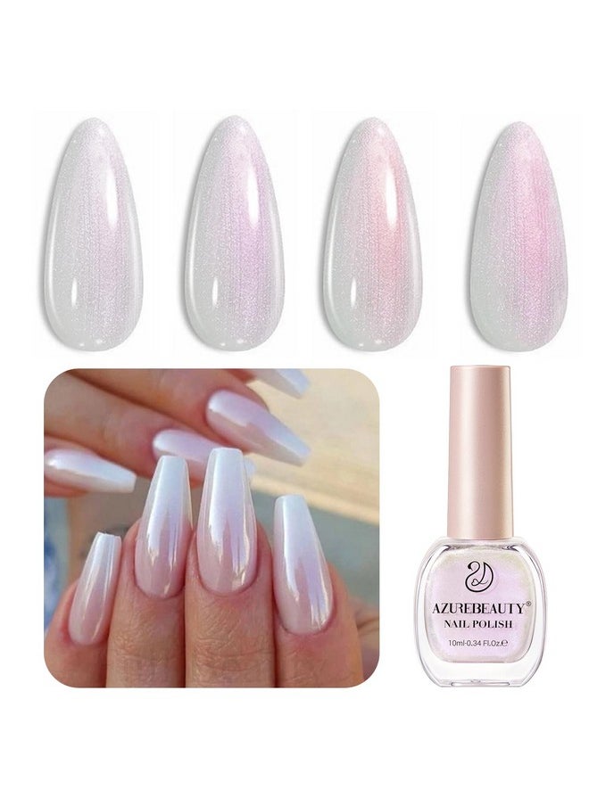 AZUREBEAUTY Vegan Shine White Nail Polish, Glitter Pearl White Quick Dry Complete Natural Super Lustrous Nail Enamel Polish,Professional for Nail Art DIY Manicure and Pedicure at Home