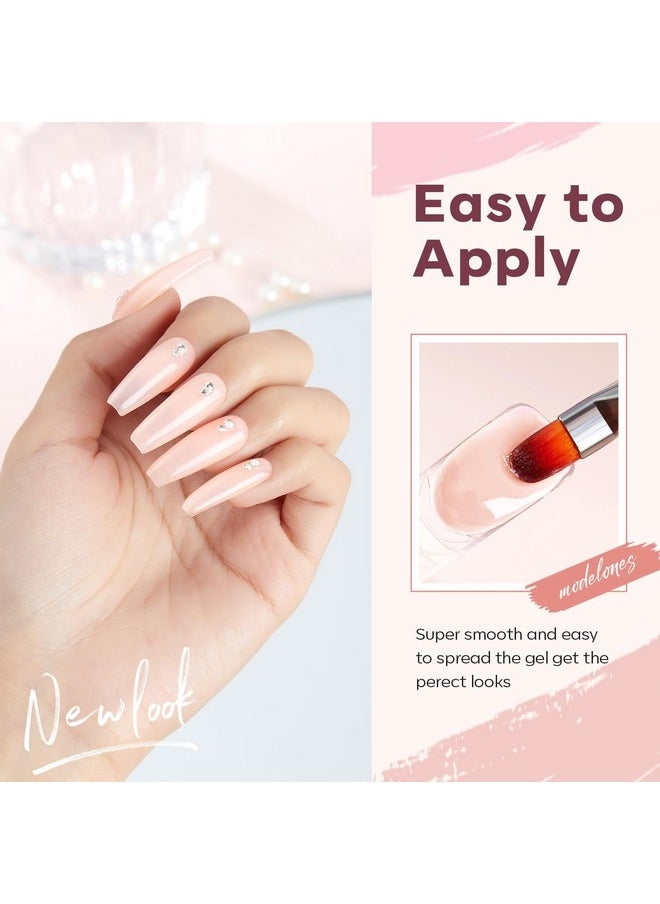 modelones Poly Gel Set 6 Colors Jelly Gel Milky White Sheer Pink Nude Translucent Nail Extension Kit DIY Art for Women