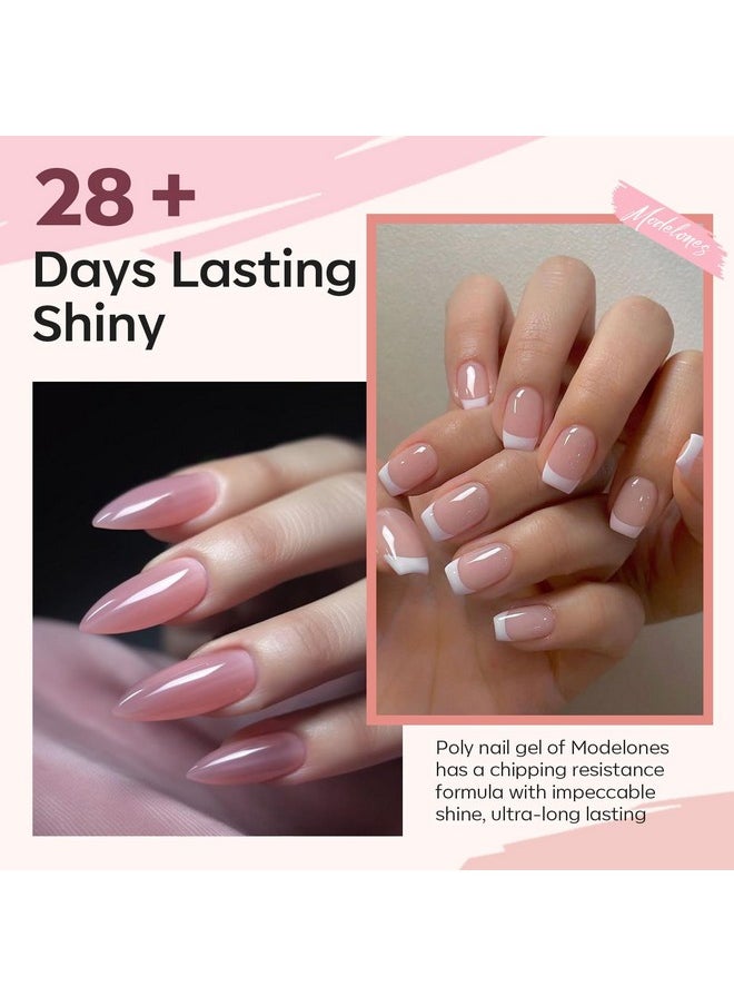 modelones Poly Gel Set 6 Colors Jelly Gel Milky White Sheer Pink Nude Translucent Nail Extension Kit DIY Art for Women