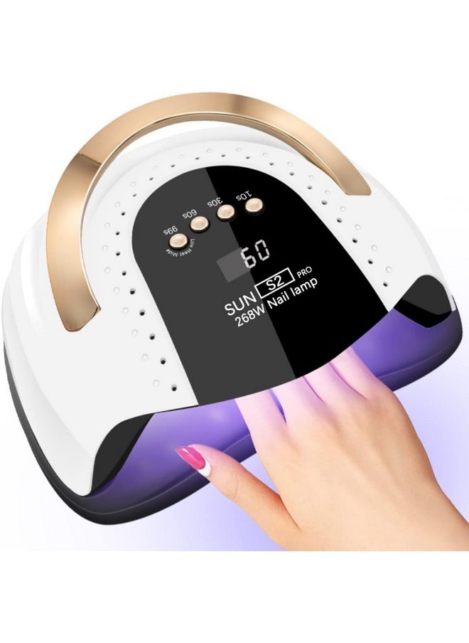 268W UV LED Nail Lamp, LKE Nail Dryer for Gel Polish, 4 Timers UV Nail Lamp Professional Nail Light, 57Pcs Lamp Beads and Automatic Sensor(White)