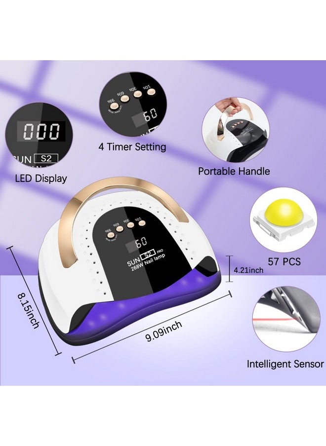 268W UV LED Nail Lamp, LKE Nail Dryer for Gel Polish, 4 Timers UV Nail Lamp Professional Nail Light, 57Pcs Lamp Beads and Automatic Sensor(White)