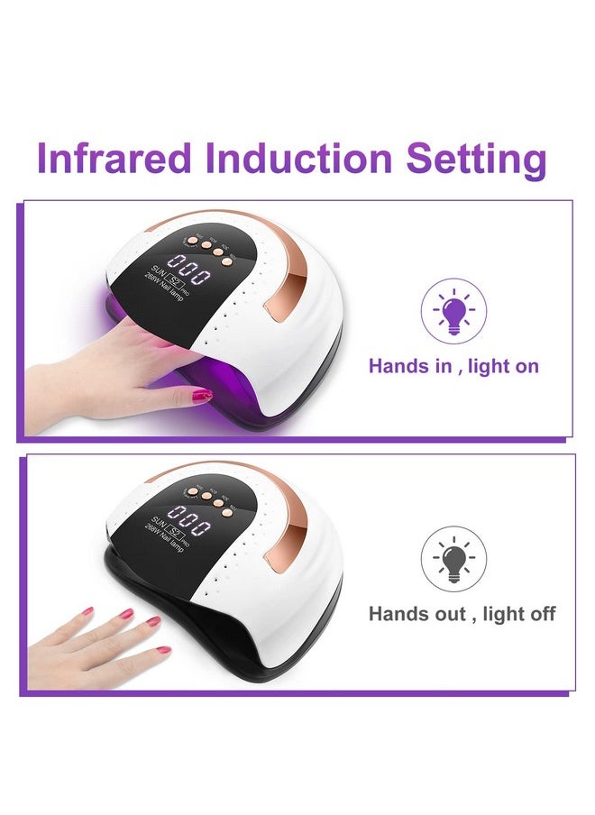 268W UV LED Nail Lamp, LKE Nail Dryer for Gel Polish, 4 Timers UV Nail Lamp Professional Nail Light, 57Pcs Lamp Beads and Automatic Sensor(White)