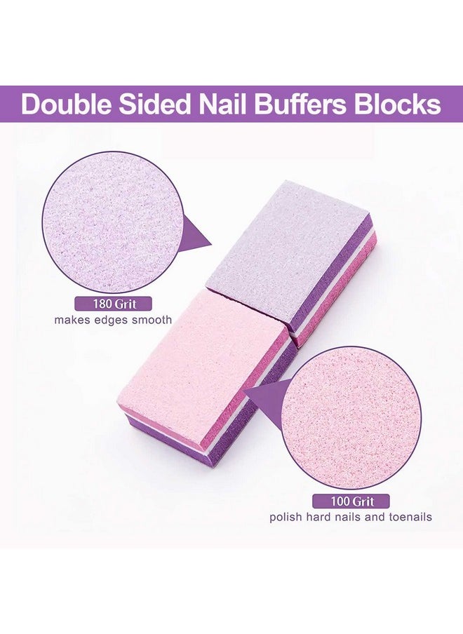 CGBE Nail Buffer, Buffer Block Nail File 100/180 Grit, Mini Nail Buffers Block Sponge Double Sided Nail File for Acrylic Nails Manicure Tools 50PCS (Pink-Purple)