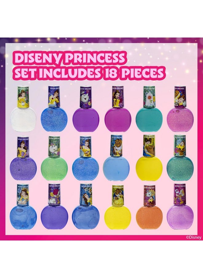 Townley Girl Disney Princess Belle 18 Piece Water-Based Nail Polish Set, Quick Dry and Peels-Off, Nail Paint Set for Girls, Perfect for Parties, Sleepovers and Makeovers, Ages 3