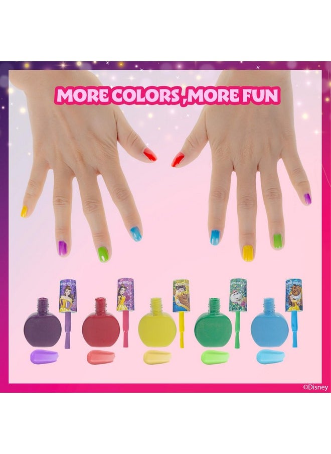 Townley Girl Disney Princess Belle 18 Piece Water-Based Nail Polish Set, Quick Dry and Peels-Off, Nail Paint Set for Girls, Perfect for Parties, Sleepovers and Makeovers, Ages 3